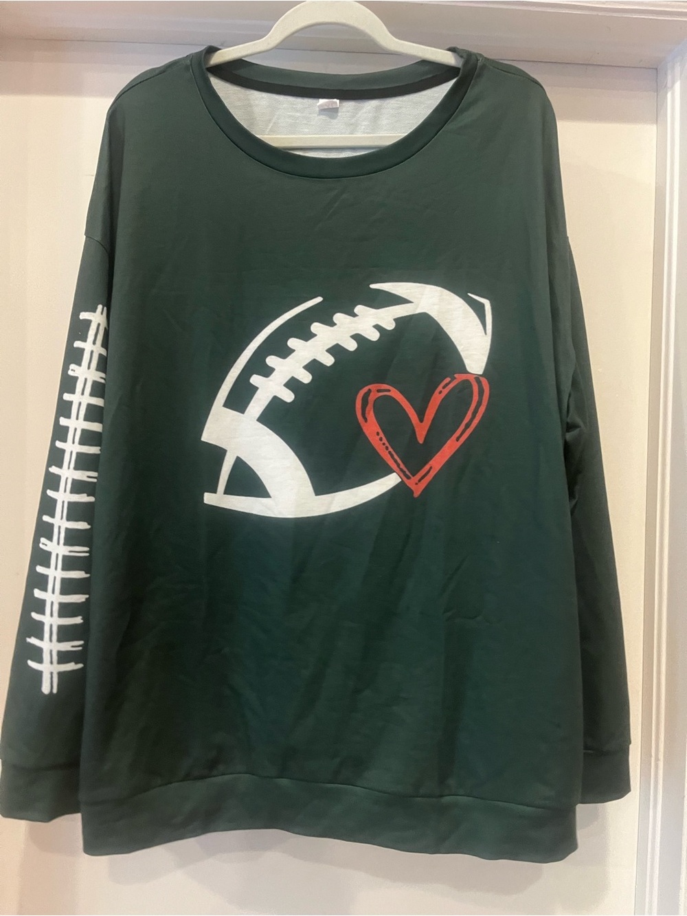 Size 2X Dark Green Football Graphic Light Sweatshirt
